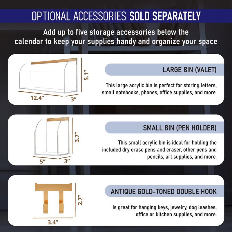 Dasher Products Gold Double Wall Hook Accessory for Acrylic Clear Calendar for Wall  Modern Gold Toned Metal Wall Hook for Hanging Keys  Jewelry  Office Supplies  Kitchen Accessories  and More. (Wall Hook) - Image 3